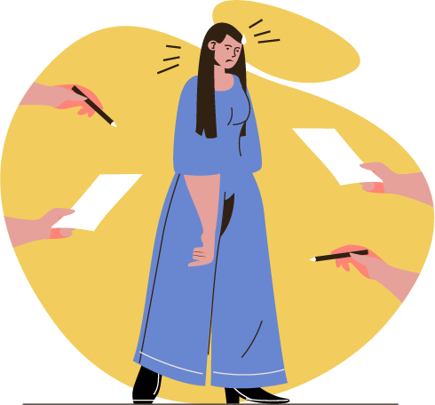 Illustration of a woman with many tasks to solve